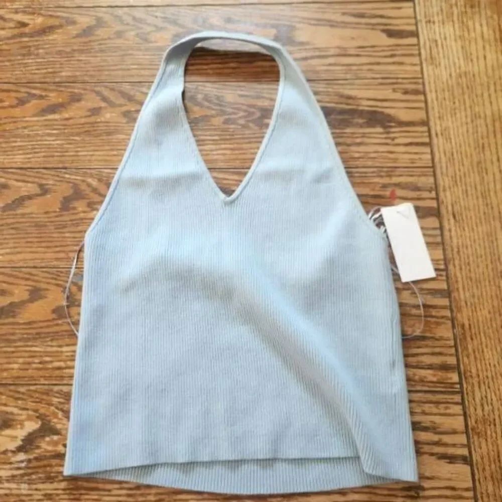 NWT Reformation Carol Cotton Sweater Tank In Blue Sz XL